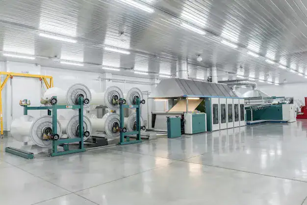 Dettaglio del pavimento in calcestruzzo trattato con Prima Polishing Fast System in una filatura industriale piemontese