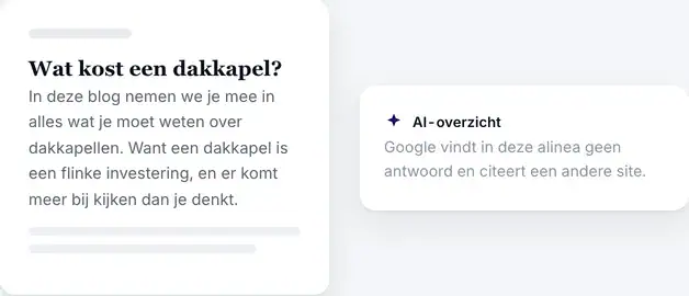 Eerste alinea zonder antwoord, waardoor Google in het AI-overzicht een andere site citeert