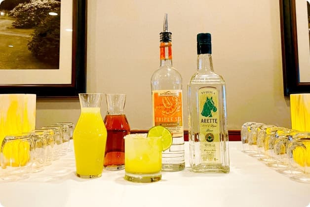 Craft Cocktails and Spirit Bottles on a Table at Our New Paltz Resort 