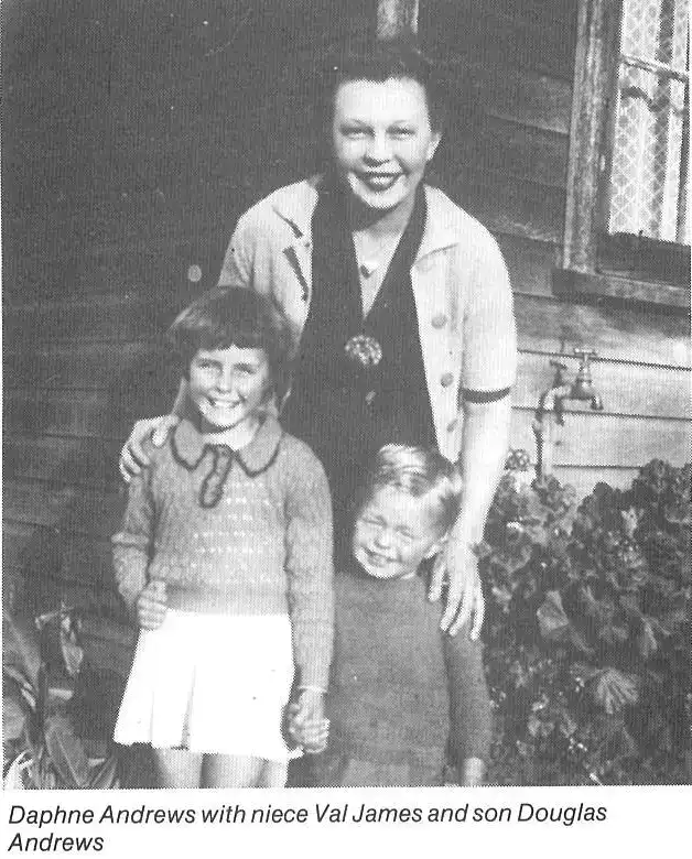 Daphne Andrews with niece Val James and Son Douglas Andrews.
