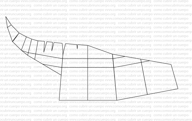 Patrón completo de la falda elefante tras unir las piezas delanteras y traseras