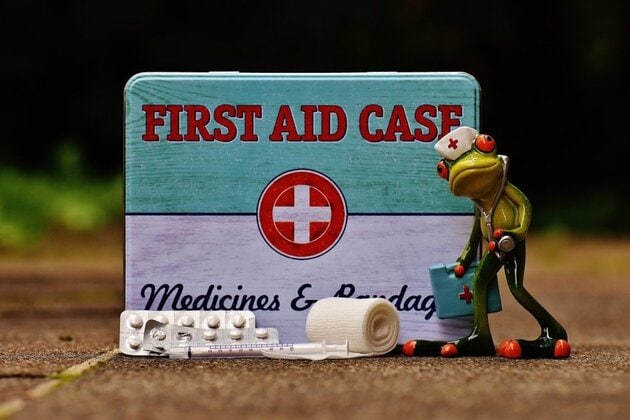 Reiseapotheke, Baby, Frosch, Medikamente, Kind, Urlaub