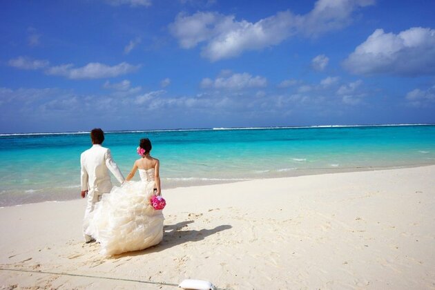 Hochzeit, Strand, Meer, Urlaub