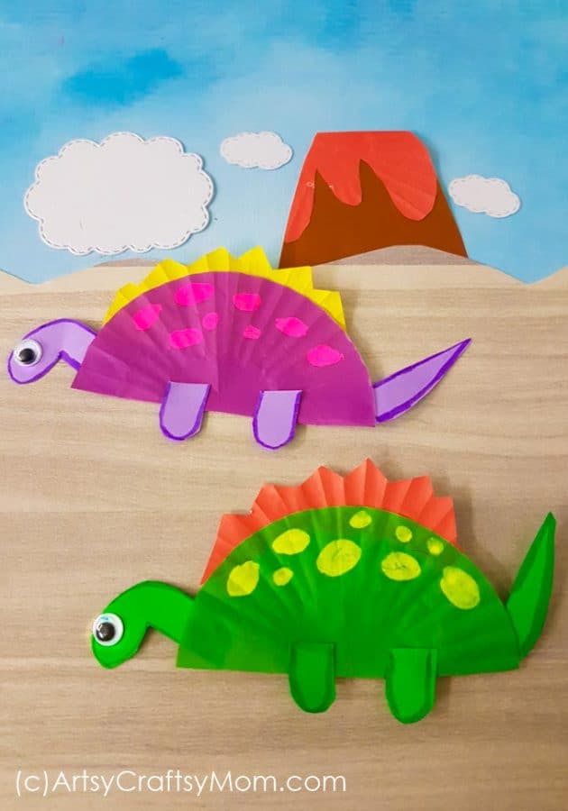 cupcake liner dinosaur craft