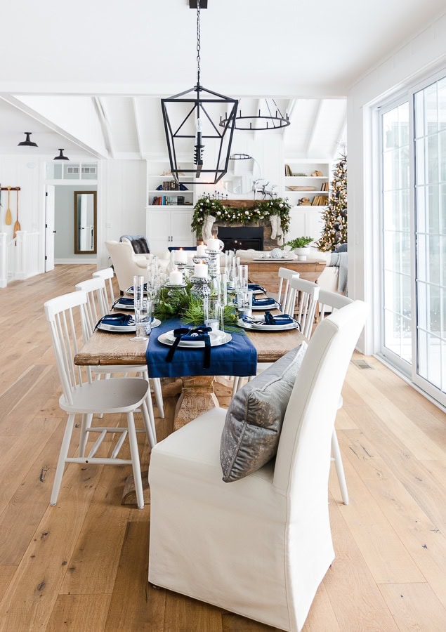 Silver and Navy Christmas Table Setting - The Lilypad Cottage