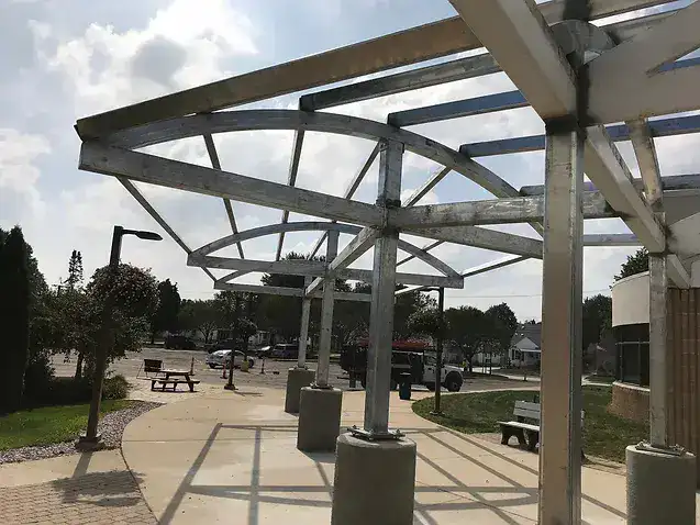Miscellaneous steel canopy fabrication for commercial building in Houston.