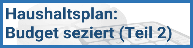 Haushaltsplan: Budget seziert (Teil 2)