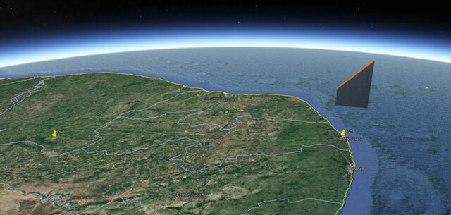 Trajetória do meteoro pela atmosfera - Créditos: BRAMON