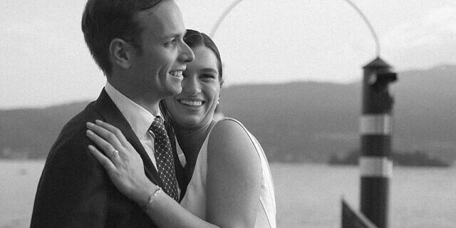 Bride and groom portrait session by Lake Maggiore, Villa Rusconi Clerici