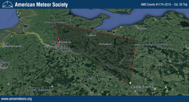 AMS Event #1774-2019 – Estimated 3D trajectory