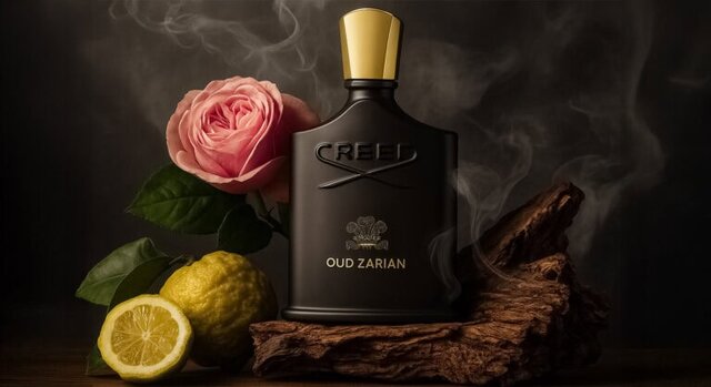Creed Oud Zarian Eau de Parfum featuring ginger, bergamot, rose centifolia absolute, frankincense, patchouli, sandalwood, aged oud, licorice root, myrrh, tonka bean