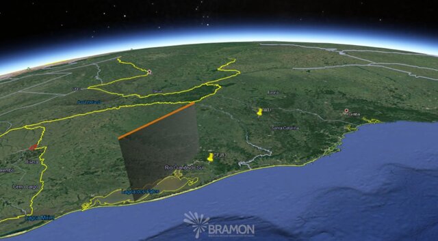 Trajetória do Meteoro pela Atmosfera - Créditos: BRAMON