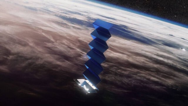 Satélite Starlink em órbita - Créditos: SpaceX