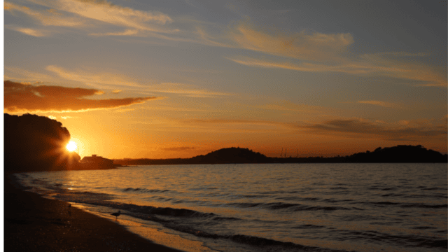 Mission Bay beach in Auckland at sunset