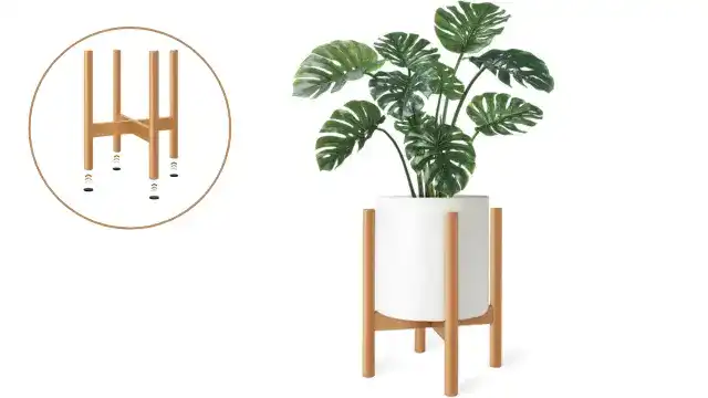 Mid-Century+Wooden+Plant+Stand