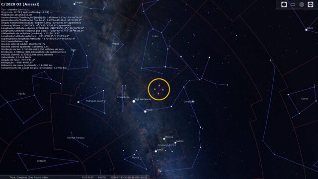 Posição do Cometa C/2020 O2 (Amaral) na noite da descoberta
