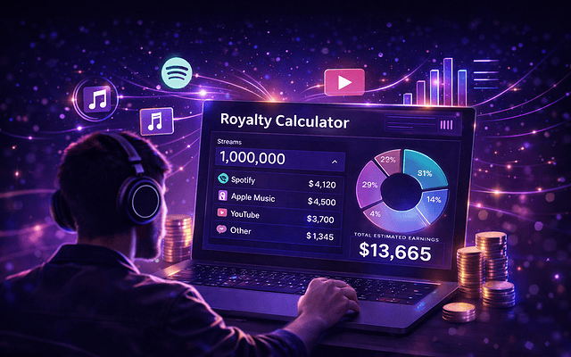 Royalty Calculator — estimate Spotify Apple Music YouTube streaming royalties