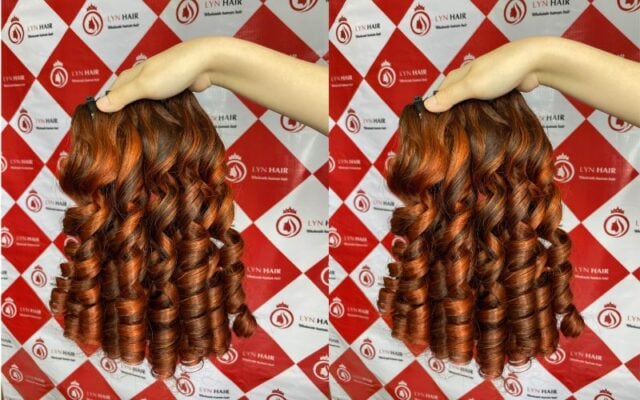 Vietnamese piano curly hair weave #1b and brown