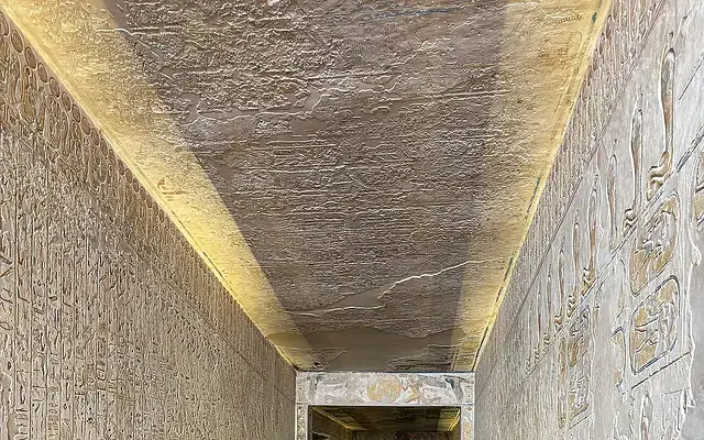 Valley of the Kings royal tomb corridor and hieroglyphs