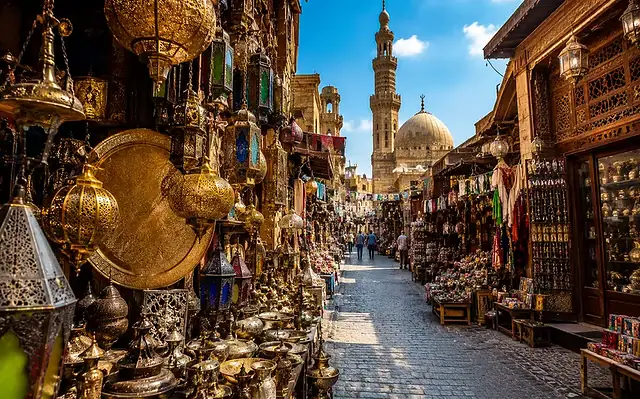 Traditional market streets in historic Cairo