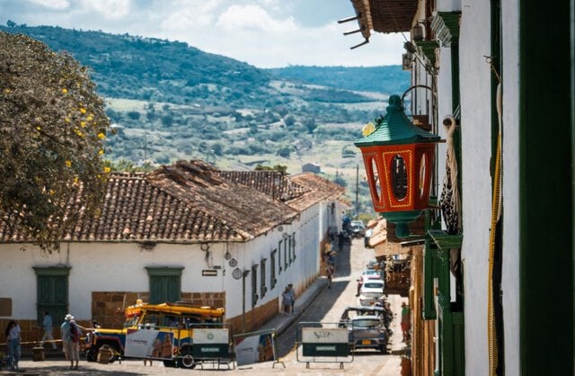 Colorful colonial street in Cartagena, featured in our Colombia travel guide.