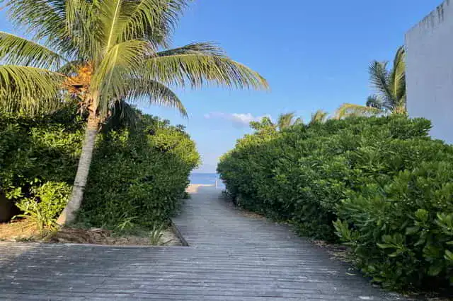 acceso a playa arrecifes de puerto morelos