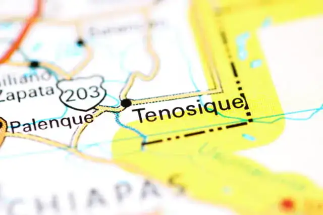 mapa de tenosique, parada del tren maya