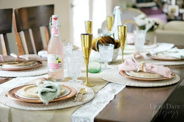 Fall Tablescape Brass Copper Pink