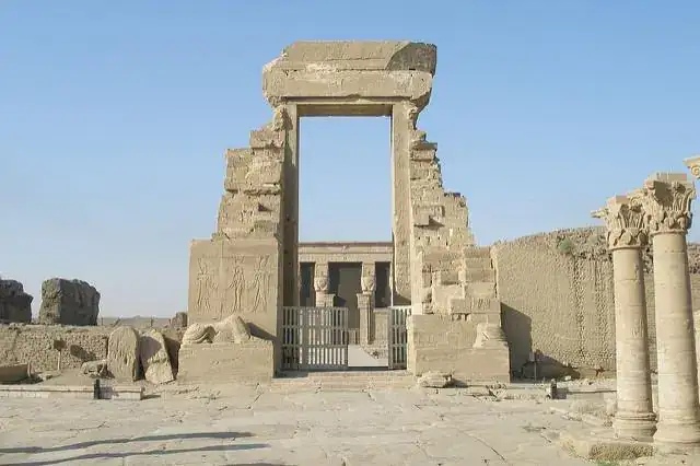 Ancient stone entrance framing a sanctuary