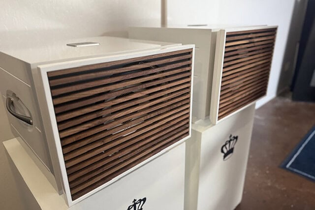Serie S Subwoofers with their unique slat designed (optional) grills.