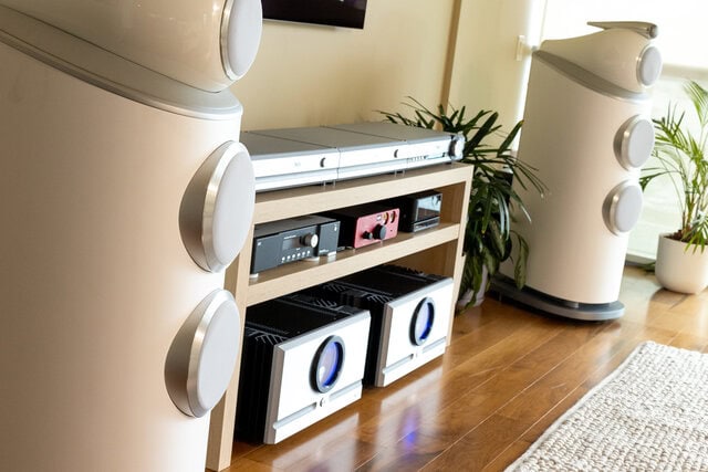 The Pass Labs XA 160.8 Class A mono amps installed in Jerry Del Colliano's reference audio system