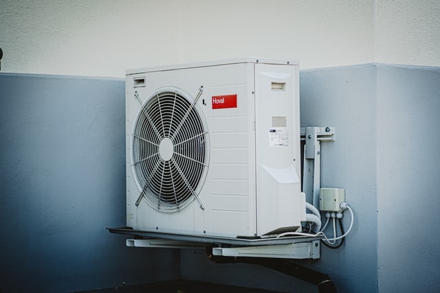 An exterior HVAC unit.