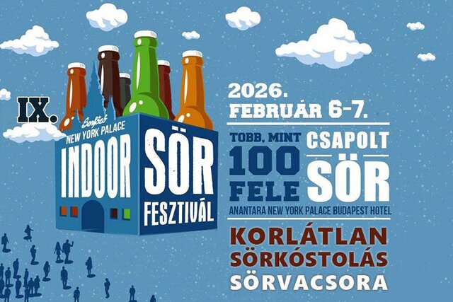 IX. Téli Indoor Sörfesztivál Budapest 2026 meghívó plakát.