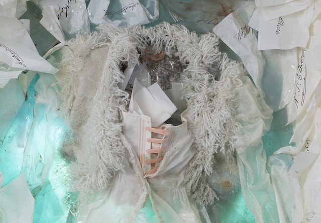 "Loss" by Camilla Huey, part of the series  "The Loves of Aaron Burr: Portraits in Corsetry and Binding" 