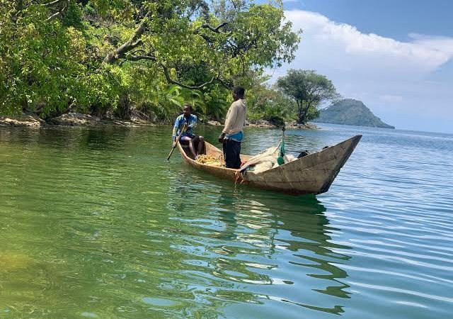 Canoe on lake kivu