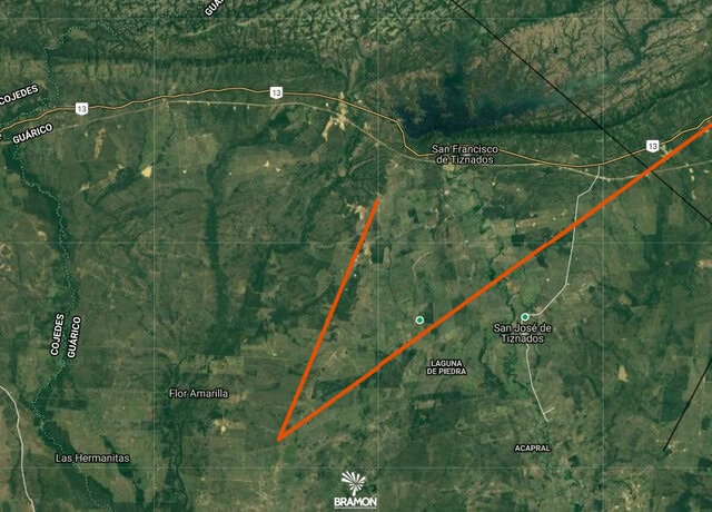 Possível área de dispersão dos meteoritos