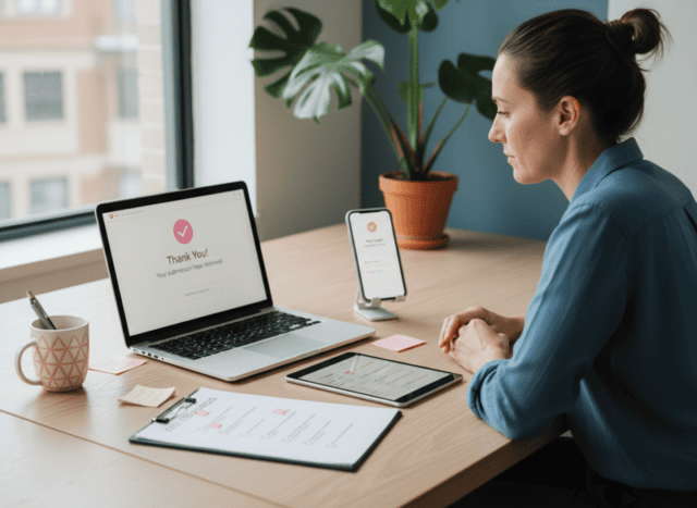 Business owner reviewing lead notifications and follow-up steps after a website form submission.