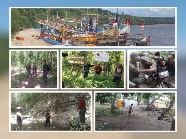 Petugas patroli Resor Sembulungan di tengah hujan