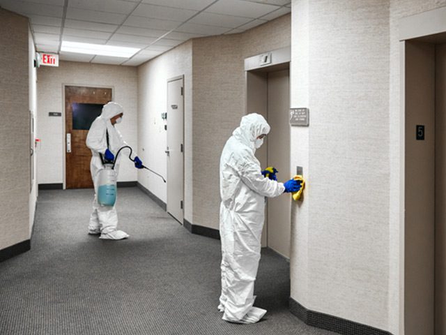  Cleaners proving pre-emptive surface disinfection