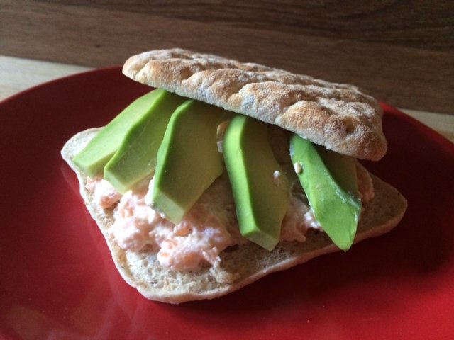smoked salmon mousse and avocado sandwich