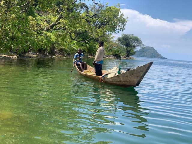 Canoe on lake kivu