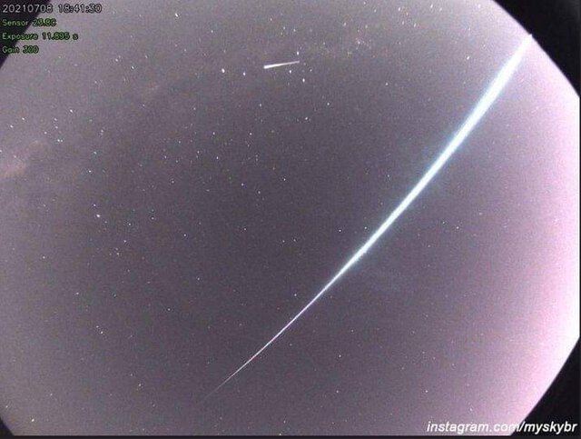 Passagem do meteoro sobre Ponta Grossa, PR - Créditos: Projeto Ícaro / Luiz Duda (instagram.com/myskybr)