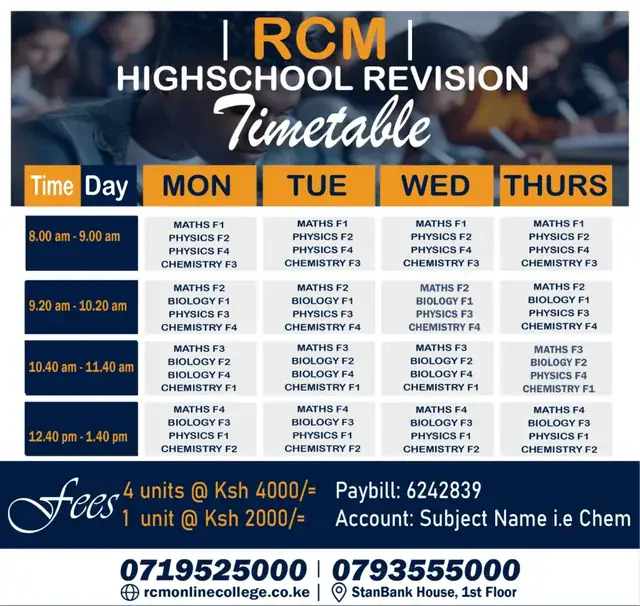 High School Revision, RCM Online College