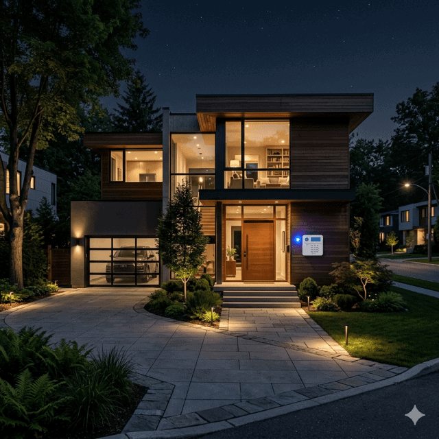 Haus ausgerüstet mit Alarmanlagen