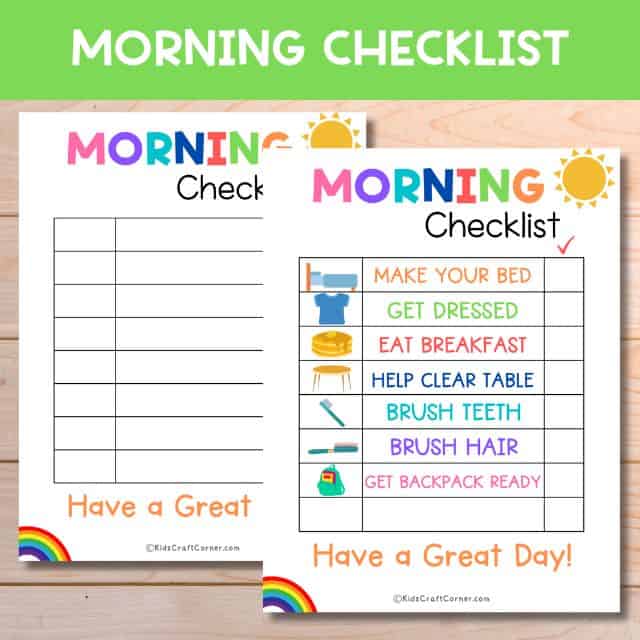 Morning Chore Checklist - Kidz Craft Corner