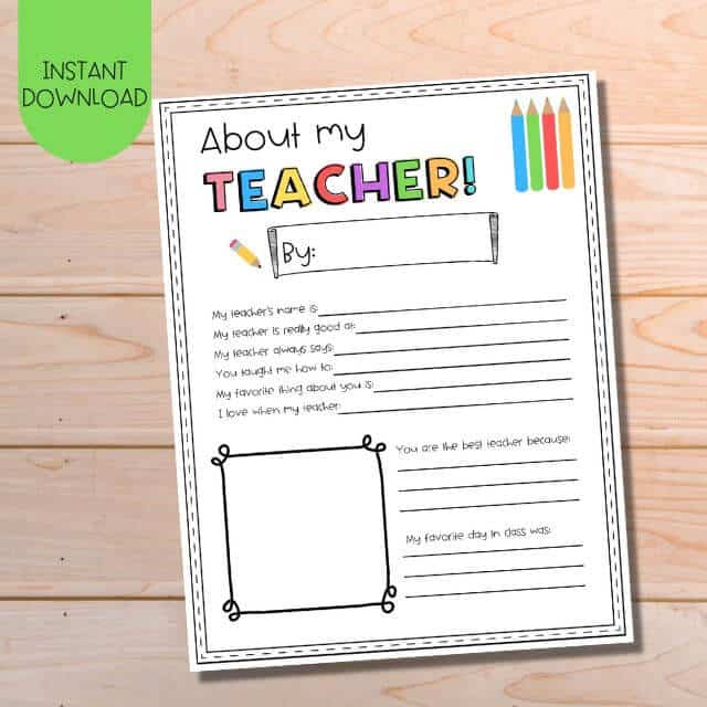 All About My Teacher Printable - Image 3