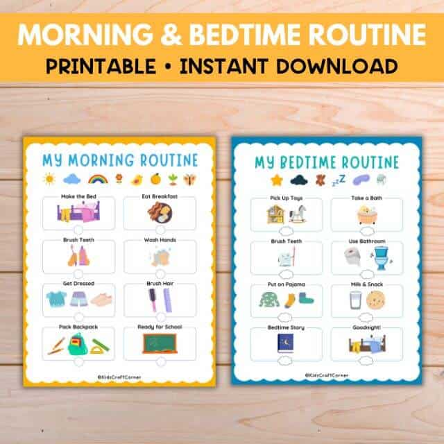 morning and bedtime routine charts