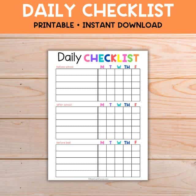 daily chore checklist for kids