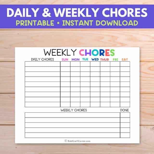 weekly chore charts