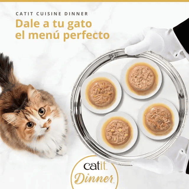 Cuisine Dinner de Pollo con Salmón para gato, detalle